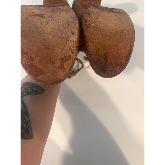 Vintage-Inspired Brown Leather Sidesaddle Lace-Up Ankle Boots With Chunky Heels - Picture 7 of 7